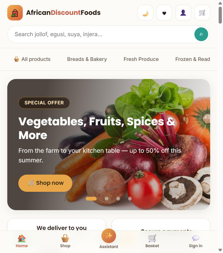 African Discount Foods home page